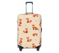 Xiso Ver Vintage Cute Little Red Fox Luggage Cover Washable Elasticated Luggage Covers for Suitcase tsa Approved Stylish Dust and Scratch Resistant Luggage Case Protector, Black, M (22.8-25 in