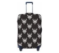 Xiso Ver Vintage Devil Mask Luggage Cover Washable Elasticated Luggage Covers for Suitcase tsa Approved Stylish Dust and Scratch Resistant Luggage Case Protector, Black, S (18.8-20.8 in suitcase)