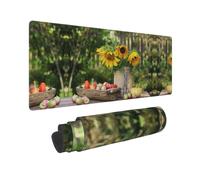 Xiso Ver Vintage Wooden Bucket Large Gaming Mouse Pad 31.5 x 11.8in Keyboard Mouse Mat Desk Keyboard Pad for Work, Play, Office, Home with Non-Slip Rubber Base Stitched Edges