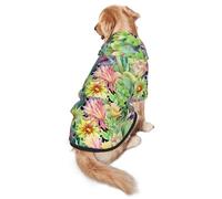 Xiso Ver Watercolor Blooming Cactus Dog Hoodie Soft and Warm Dog Hoodie Sweater with Leash Hole and Pocket Dog Winter Sweatshirt Warm Pet Clothes for Medium Large Dogs