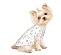 Xiso Ver Watercolor Cat and Leaf Print Dog Shirts Elastic Soft Dog T-Shirts Breathable Pet Clothes Spring Summer Pet Apparel Tee Shirt for Puppy Kitty Cats Small Medium Dogs