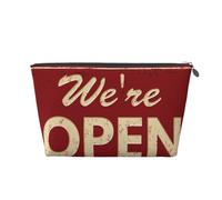 Xiso Ver We Open Red Retro Leather Cosmetic Bag for Women Small Makeup Bag for Purse Travel Cosmetic Pouch for Makeup Brushes Lipsticks, Silver, One Size