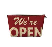 Xiso Ver We Open Red Retro Leather Cosmetic Bag for Women Small Makeup Bag for Purse Travel Cosmetic Pouch for Makeup Brushes Lipsticks, Gold, One Size