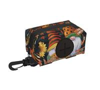 Xiso Ver Welcom Fall Print Dog Poop Bag Holder for Leash Doggie Waste Bag Dispenser Soft Fabric Zipper Small Doggy Puppy Pouch with Carabiner Clip