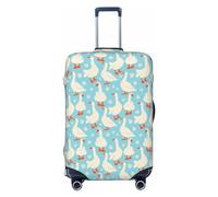 Xiso Ver White Goose Luggage Cover Washable Elasticated Luggage Covers for Suitcase tsa Approved Stylish Dust and Scratch Resistant Luggage Case Protector for Kids and Adults -, White Geese and Flower