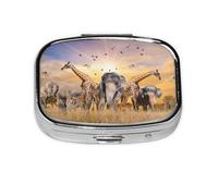 Xiso Ver Wildlife Protection Pill Box Portable Metal Pill Organizer 2 Compartment Medicine Small Pill Case for Purses Compact Travel Medicine Holder for Vitamins Medication