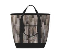 Xiso Ver Wooden Texture Insulated Cooler Bag Large Insulated Lunch Box Shopping Freezer Grocery Bags Reusable Insulated Leakproof Lunch Tote for Shopping, Traveling, Beach & Picnic