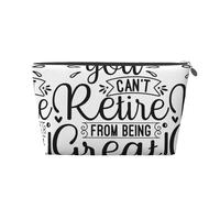 Xiso Ver You Can't Retire From Being Great Leather Cosmetic Bag for Women Small Makeup Bag for Purse Travel Cosmetic Pouch for Makeup Brushes Lipsticks, Silver, One Size