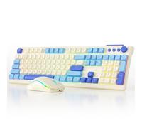 XISOGUU Wireless Keyboard and Mouse Combo Bluetooth, RGB Backlit Rechargeable 2000 mAh Battery, Mechanical Feel Anti-ghosting Keyboard + 6D 4800DPI Mice for PC