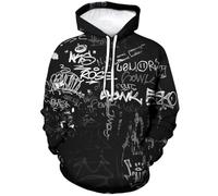 Xissazri Fashion Novelty Hip-Hop Graffiti Print Men's Hoodies Hooded Sweatshirts Pullover Unisex, Color 1, M