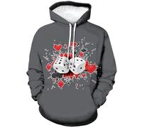 Xissazri Funny Rolling Dice It Builds Character Lucky Gambling Pullover Hoodie, Grey, XXL