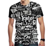 Xissazri Mens Womens Street Letter Graffiti T-Shirt 3D Print Urban Graffiti Graphic Tshirt Tee Top, Color 2, 3XL