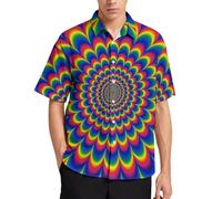 Xissazri Optical Illusion Trippy Shirt Focus Drawing Psychedelic Shirt for Men's, Color 2, Large