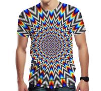 Xissazri Optical Illusion Trippy T-Shirt Focus Drawing Psychedelic T Shirt for Men's, Wolf 1, S