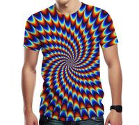 Xissazri Optical Illusion Trippy T-Shirt Focus Drawing Psychedelic T Shirt for Men's, Wolf 2, Large