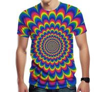Xissazri Optical Illusion Trippy T-Shirt Focus Drawing Psychedelic T Shirt for Men's, Wolf 3, Large