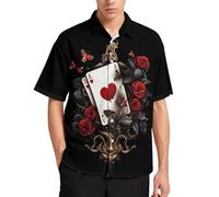 Xissazri The Queen of Hearts Casino Poker Print Shirt Hawaiian Shirt Beach Shirts for Men's, Color 3, XXL
