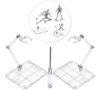 XISTEST Action Figure Stand, 2PCS Assembly Action Figure Display Holder Base Doll Model Support Stand Compatible with HG RG SD SHF Gundam 1/144 Toy (Transparent)
