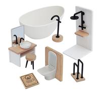 Xistuoz Doll House Bathroom Set - 1:12 Scale Bathroom Scene Model | Simulation Furniture Pretend Play Accessories for Boys Girls Doll House Miniature Adornments for Creative Fun