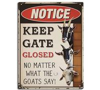 xitangyouyu Goat Signs Decor Outdoor - Keep Gate Closed No Matter What The Goats Say Metal Sign Gifts for A Farmer Aluminum Rust Free, Pre-Drilled Holes, Weather Resistant 12X16inch/Tin Sign