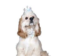 XITEA 2PCS Pet Birthday Crowns Holiday Spring Carnivals Photography Dogs Birthday Crowns with Sequins Bow Tie for Celebration