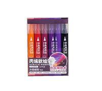 XITEA 6 Color Acrylic Paint Marker Acrylic Paint Pen Brush Tip For Drawing Card Making Scrapbooking Journaling Coloring Book Markers