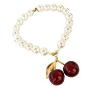 XITEA Eye Catching Pearls Beaded Neckchain Delicate Cherries Necklace Adding A Touch Of Sweetness To Casual Or Festive Outfits