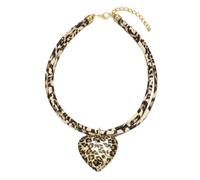 XITEA Fashionable Heart Pendant Necklace with Leopard Print Cord Handmade Accessory for Women Unique and Trendy Accessories