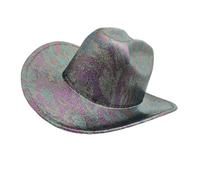 XITEA Large Brims Western Hat PU Leather Top Hat with Retro Texture for Costume Parties Music Festival Dressingup Props Hat