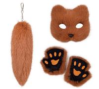XITEA Lovely Foxes Cosplay Fashion Accessory Pack with Sturdy Plush Tail and Gloves Decoration for Themed Parties