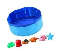 XITEA Portable Pet Water Basin, Non-Slip Base, Foldable Structure, 6 Rubber Chew Toys for Dogs and Cats, Multifunctional Pet Cleaning Pool with Accessories