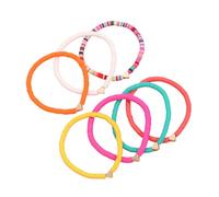 XITEA Set Of 7 Soft Pottery Multicolored Heart Anklets Playful Heart Bead Foot Chain Assortment Soft Clay Ankle Charm