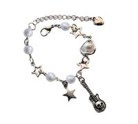 XITEA Skull Guitar Beaded Bracelet Stylish Heart Pendant Bracelet with Star and Guitar Enhancement for