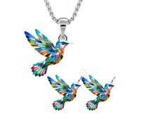 XITEA Vibrant Hummingbird Necklace and Earrings Handmade Jewelry Set Trendy Women's Accessories for Mother Daughter