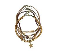 XITEA Women Alloy Geometric Beaded Bracelet Braided Cord Jewelry Fashionable Knotted Cord Jewelry Texture for Daily