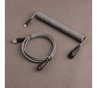 xitoio Double-Sleeved Detachable Aviator Connector USB-C Coiled Cable For Custom Gaming Mechanical Keyboards (Color : Dark grey black)