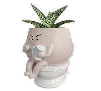 xitoio Toilet Planter Funny Face Head Pot for Indoor Bathroom Plants Cute Unique Flower Pots Mother