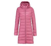 xitoio Women's Lightweight Packable Long Puffer Jacket Hooded Oversized Longline Quilted Down Feather Parka (Pink, L)