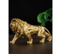 XIUCAI Elegant Gold Lion Statue | 10" Majestic Animal Sculpture | Perfect Home & Outdoor Ornaments Decor | Modern & Traditional Art Design,Lion
