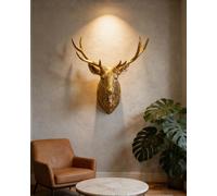 XIUCAI Extra Large 3D Deer Head Wall Art Decor - Gold Resin Animal Sculpture, Grand Statement Art for Spacious Living Room, Office Lobby & Gallery Walls,Gold