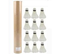 XIUCAI Goose Feather Badminton Shuttlecocks 12 Pack - High Stability Fast Speed Durable for Indoor Outdoor Training Junior and Professional Use,White