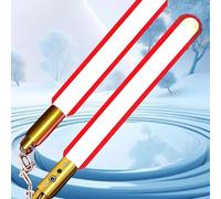 XIUCAI Illuminated Lightsaber Toys, Semigloss Surface Metal Handle, Removable PC Blade, Chargeable, Fun-Filled and Safe Play Experience,Golden Hilt Red Light