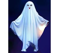 XIUCAI Spooky Halloween Unisex Kids Ghost Costume, Scary White Boo Cloak for Trick-or-Treating, Festival Cosplay Prop for Ages 3-12 Boys and Girls,Grimace,S