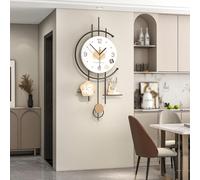 XIUCAI Wall Clock for Living Room Decorative, Large Wall Clocks for Battery Operated Silent Metal, Pendulum Wall Clock Modern Art Wall Decor for Bedroom Study Rooms Offices,Large