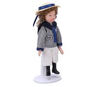 Xiuganpo 1:12 Scale Mini Ceramic Straw Hat Boy Doll, Dollhouse Character Model with Movable Joints & Rotating Limbs, Ideal for Dollhouse Decorations, DIY & Collectible