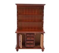 Xiuganpo 1:12 Scale Miniature Cabinet, Exquisite Dollhouse Cupboard with Realistic Appearance, Easy To Clean, Miniature Cupboard for Decorating Doll House Scenes (Maroon, White) (Maroon)
