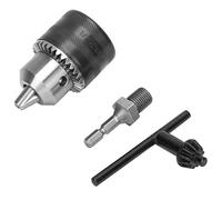 Xiuganpo 1/2-20UNF Key Type Drill Chuck with 1.5-13mm Clamping Range for Electric Screwdrivers, Durable Steel, Includes Hex Shank Adapter