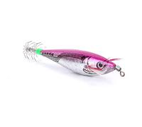 Xiuganpo 10cm Glow in the Dark Squid Fishing Lure for Night Fishing, Durable Plastic Squid Hook with 3D Fish Eyes, Bright Color Hook Bait for Freshwater Saltwater (Rose Red)