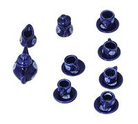 Xiuganpo 15pcs 1:12 Dollhouse Tea Set, Miniature Ceramic Teapot Cups with Blue White Floral Design, Decorative Tea Set for Dollhouse Kitchen & Living Room
