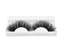 Xiuganpo 25mm False Eyelashes, Soft Curly Reusable Colored Lashes with Easy Application and Vibrant Green Color for Stage Makeup Cosplay Party (112A-10C)